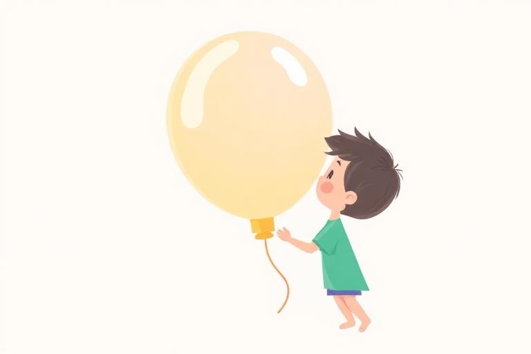 Kind met een grote ballon, ademhalingsoefening